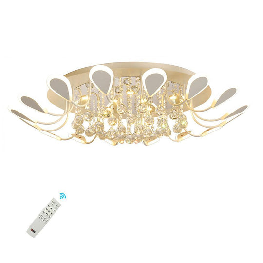 Flower Shaped Dimmable LED Crystal Flush Mount Ceiling Light