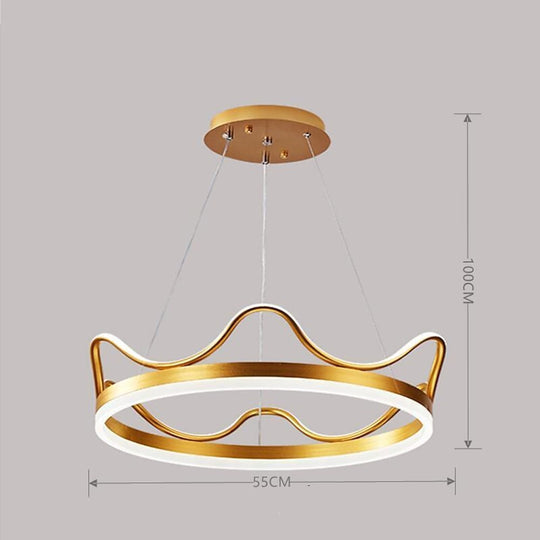 Dimmable LED Ring Chandelier Crown Design Modern Aluminum and Acrylic Pendant Light