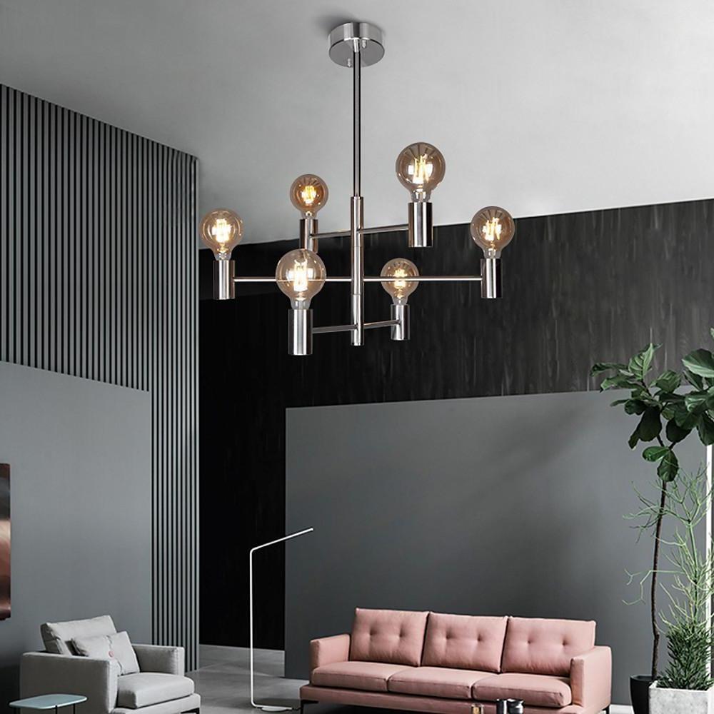 Nordic Black Sputnik Industrial 6-Bulb LED Chandelier