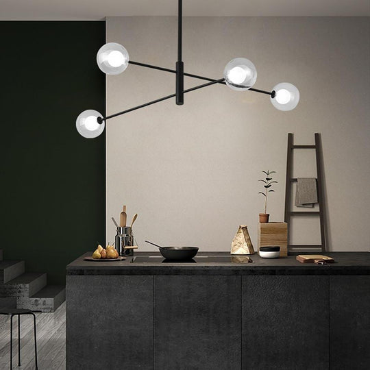 4 Light Glass LED Linear Design Modern Sputnik Chandelier