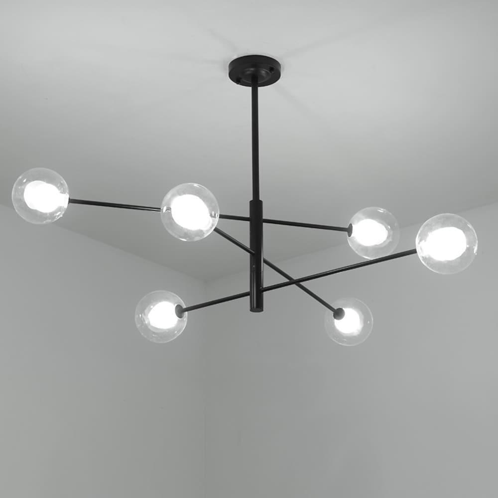 Linear Sputnik Chandelier with 6 Glass LED Lights