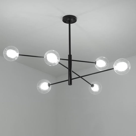 Linear Sputnik Chandelier with 6 Glass LED Lights