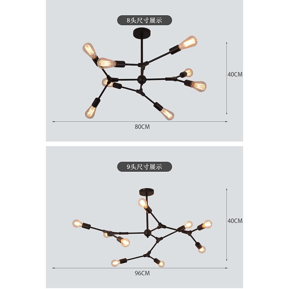 9 Light LED Irregular Design Metal Nordic Chandelier Pendant Light