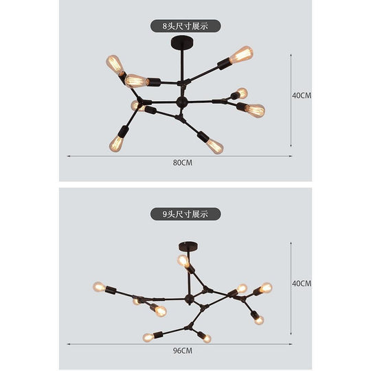 9 Light LED Irregular Design Metal Nordic Chandelier Pendant Light