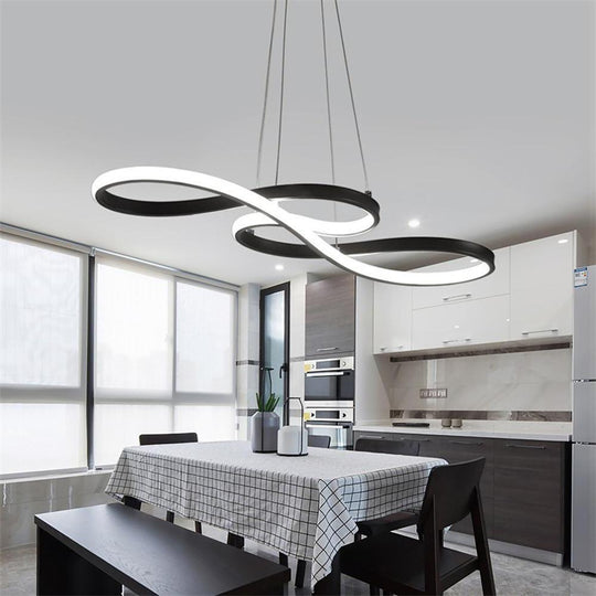 Geometric Wave Semi-Flush Chandelier – Metal & Silica Gel