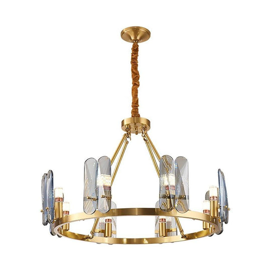 8-Light LED Circular Glass Copper Nordic Chandelier – Ceiling Lights