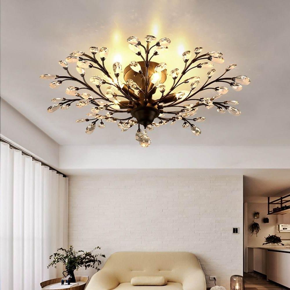 Unique Contemporary Crystal Flower Chandelier for Living Room