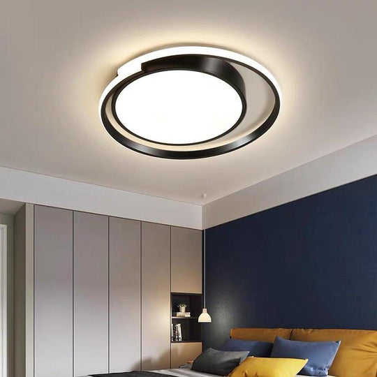 Black/Gold Circular Minimalist LED Flush Mount Ceiling Light