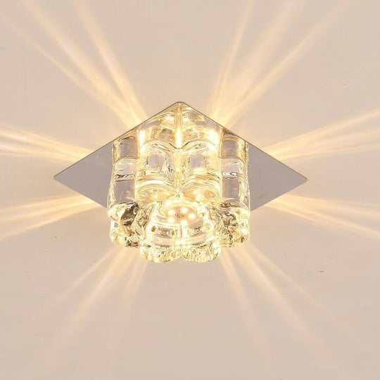 Flower Shaped Electroplated Metal Crystal LED Modern Ceiling Light