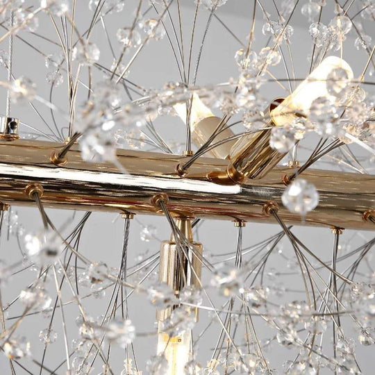 12-Light Firework Island LED Crystal Chandelier – Linear Sputnik Design