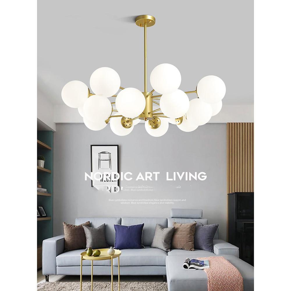 Globe Cluster Pendant Light Metal Glass LED Living Room Ceiling Light