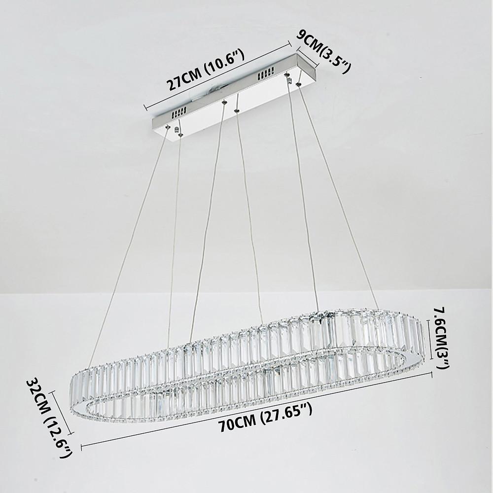 Chrome & Gold Crystal Oval Ring LED Pendant Chandelier