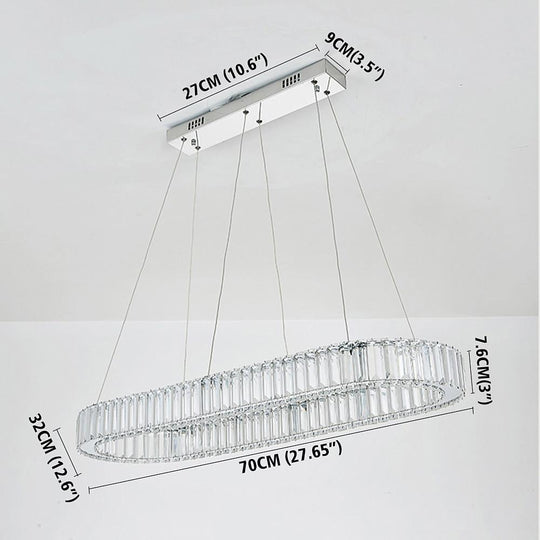Chrome & Gold Crystal Oval Ring LED Pendant Chandelier