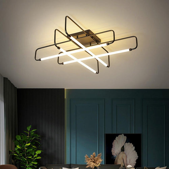 Geometric Lantern Dimmable LED Modern Ceiling Light Flush Mount Lighting