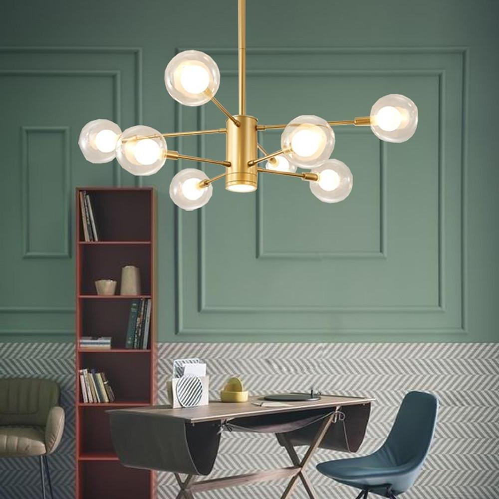 8-Light Glass LED Modern Sputnik Chandelier