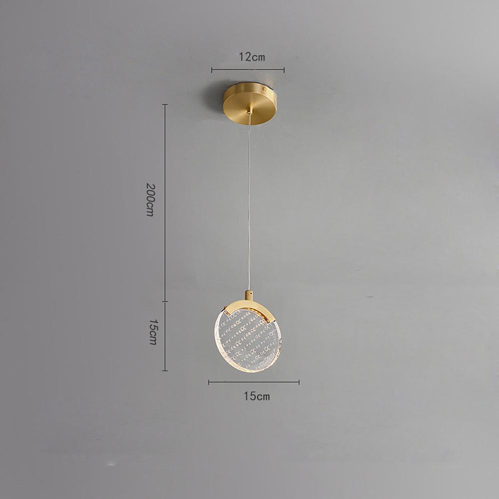 Artistic Circular Acrylic Copper LED Pendant Light