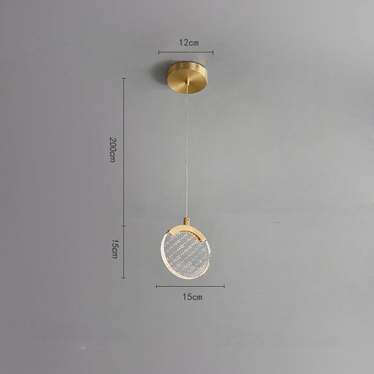 Artistic Circular Acrylic Copper LED Pendant Light