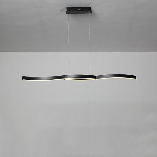 Dual Wave Metal & PVC Island Dining Chandelier – 2-Light LED