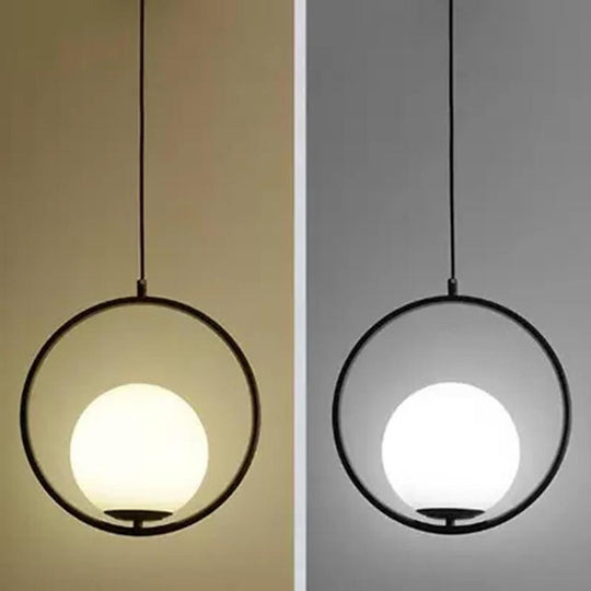 Electroplated Circle Glass Globe LED Nordic Pendant Lighting
