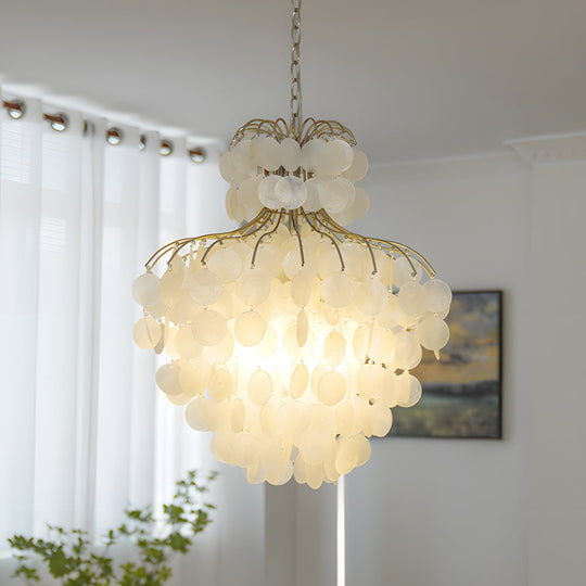 Tiered Capiz Shell Chandelier – Elegant French Style