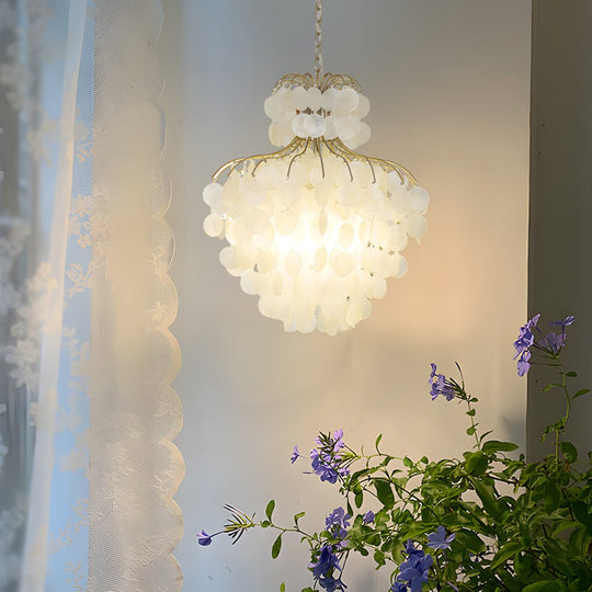 Tiered Capiz Shell Chandelier – Elegant French Style