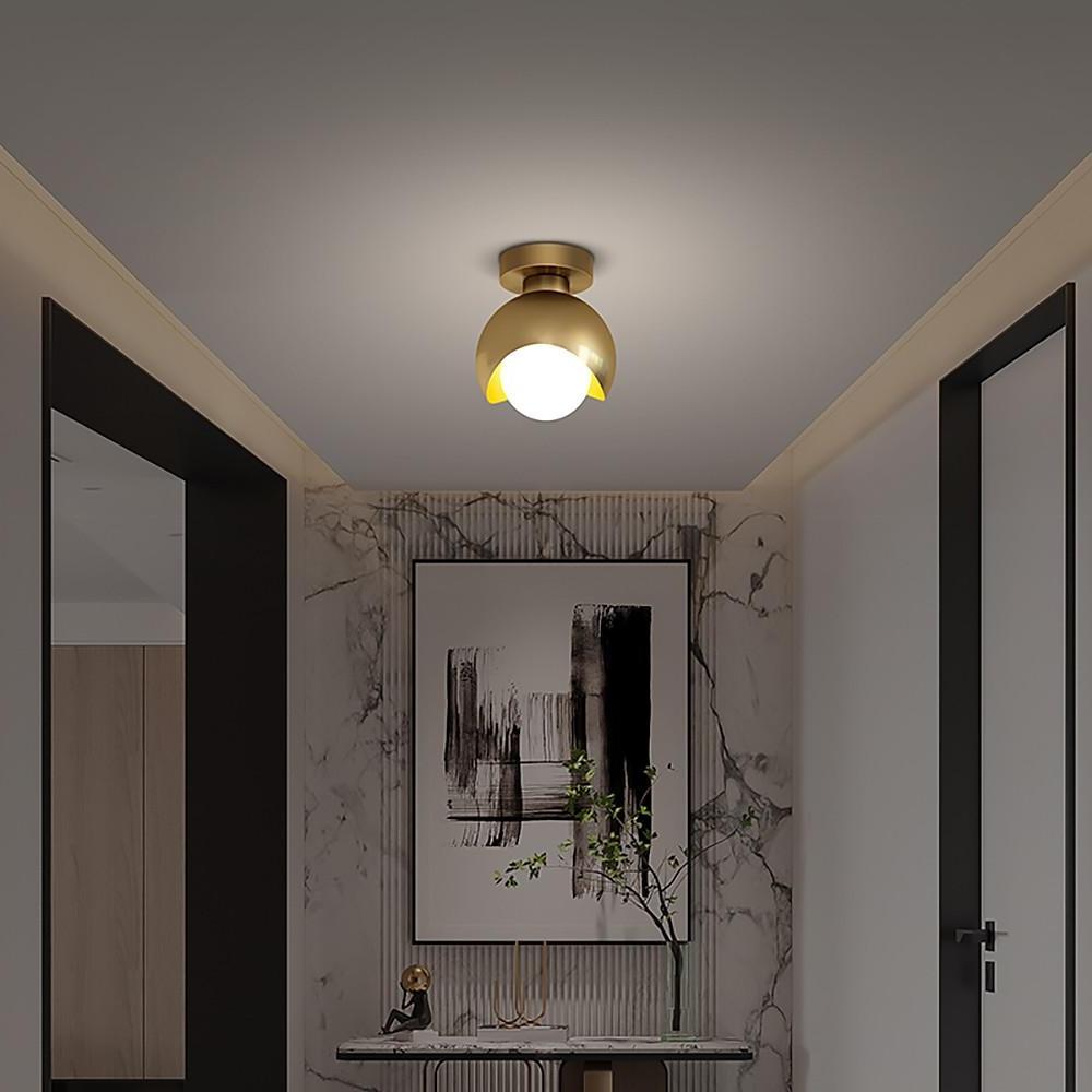 Nordic Copper Globe Flush Mount LED Ceiling Light 6"