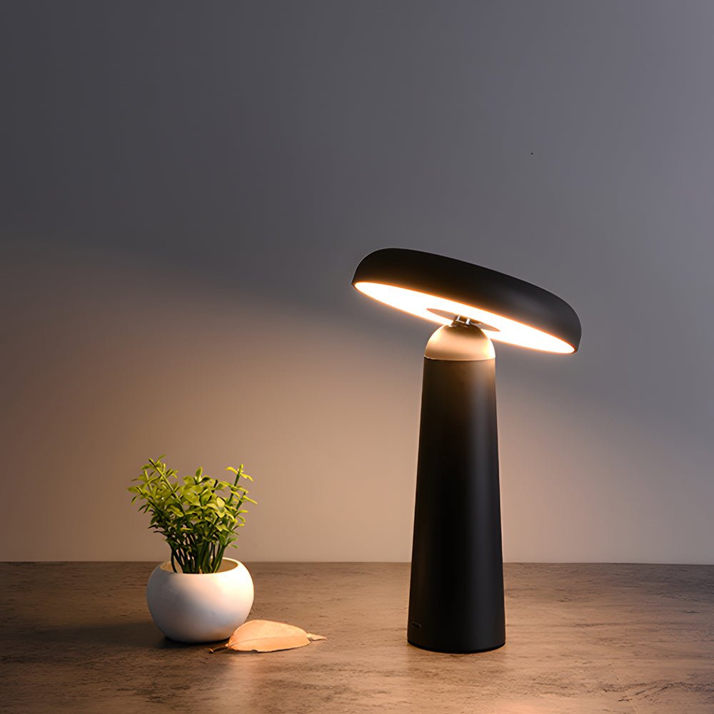 Tiltable Mushroom LED Table Lamp with Touch Dimming and USB Charging