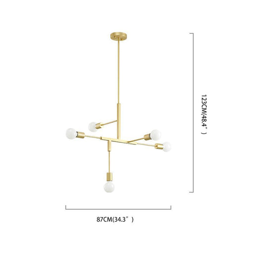 5 Light LED Artistic Glass and Metal Sputnik Chandelier