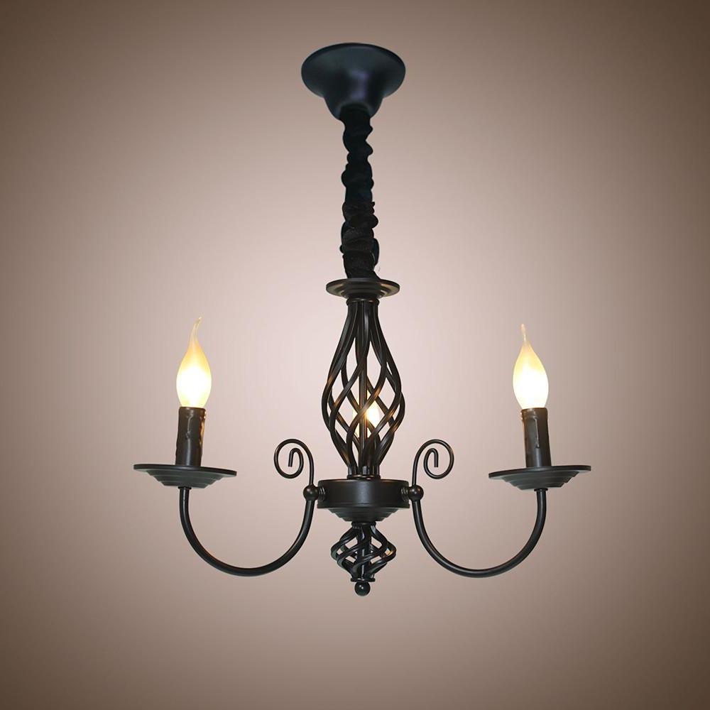 Triple Candles Shape Farmhouse Candelabra Pendant Light LED Oil Rubbed Bronze
