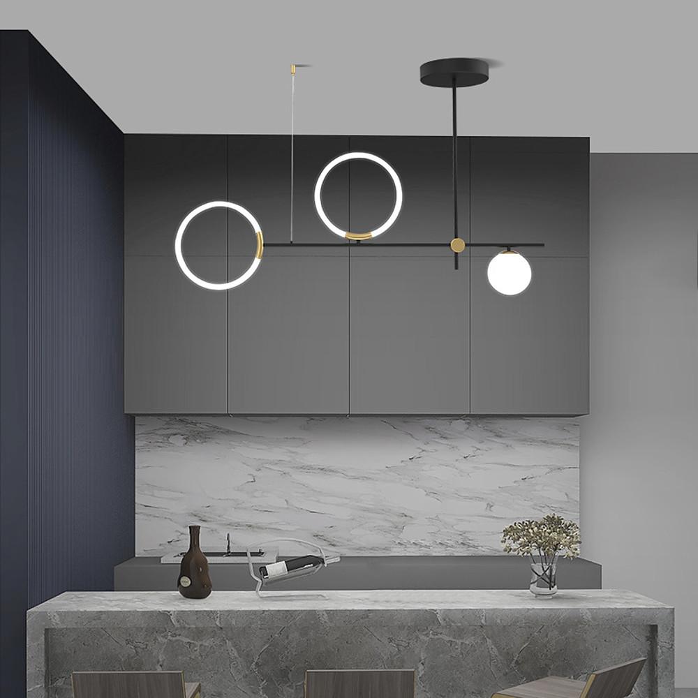 Circles LED Black Modern Chandelier Pendant Light