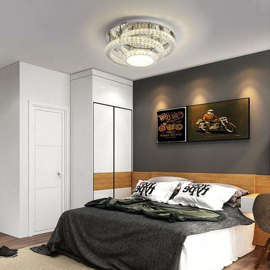 Gradated Flush Mount Ceiling Light – Industrial Acrylic & Stainless Steel LED