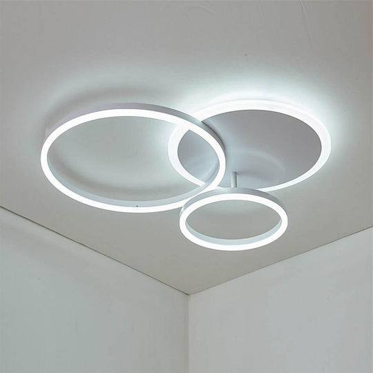 3 Layers LED Modern Circle Flush Mount Light 3 Color Dimmable 26" x 20"