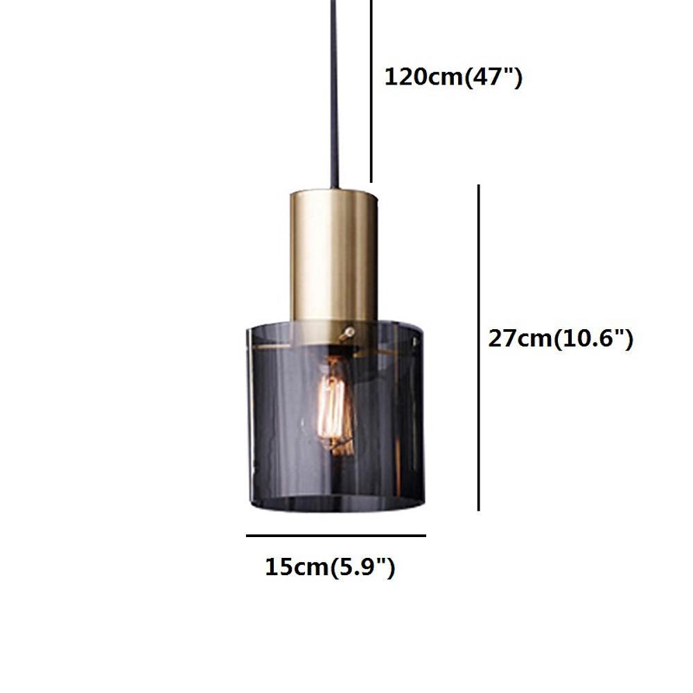 Modernist Cylindrical Glass Industrial Pendant Light
