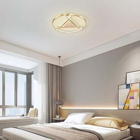 Triangles Circle Metal LED Flush Mount Ceiling Light – Bedroom