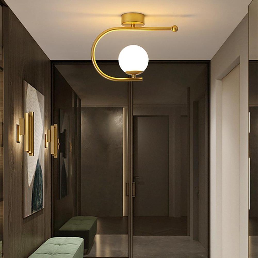 Black Flush Mount Ceiling Light – Curved Globe Traditional Design
