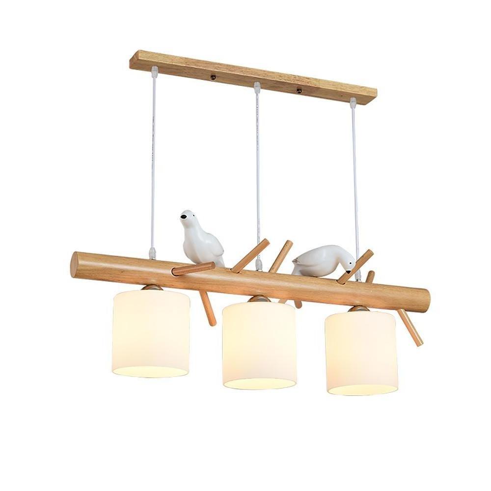 Rustic Adjustable Wood and Glass Pendant Light