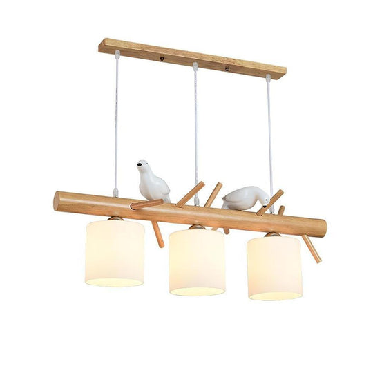 Rustic Adjustable Wood and Glass Pendant Light