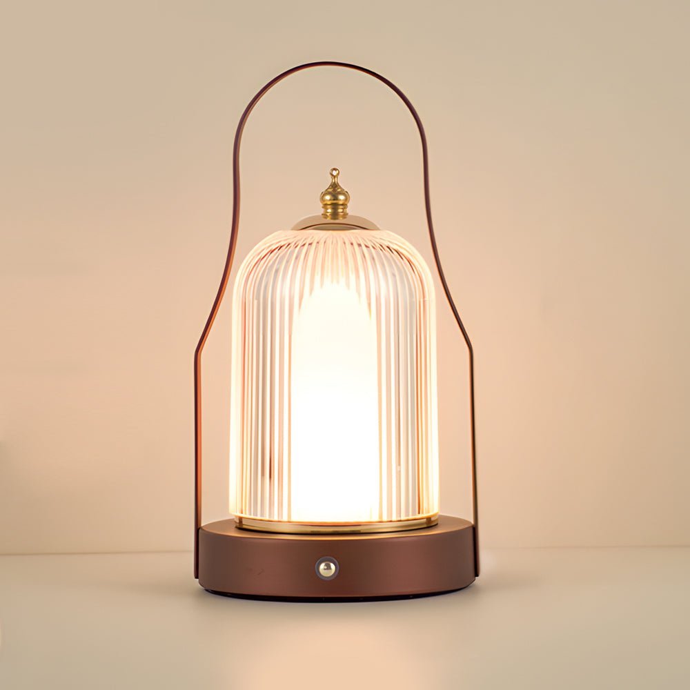 Rechargeable LED Brass Lantern Table Lamp with Touch Control