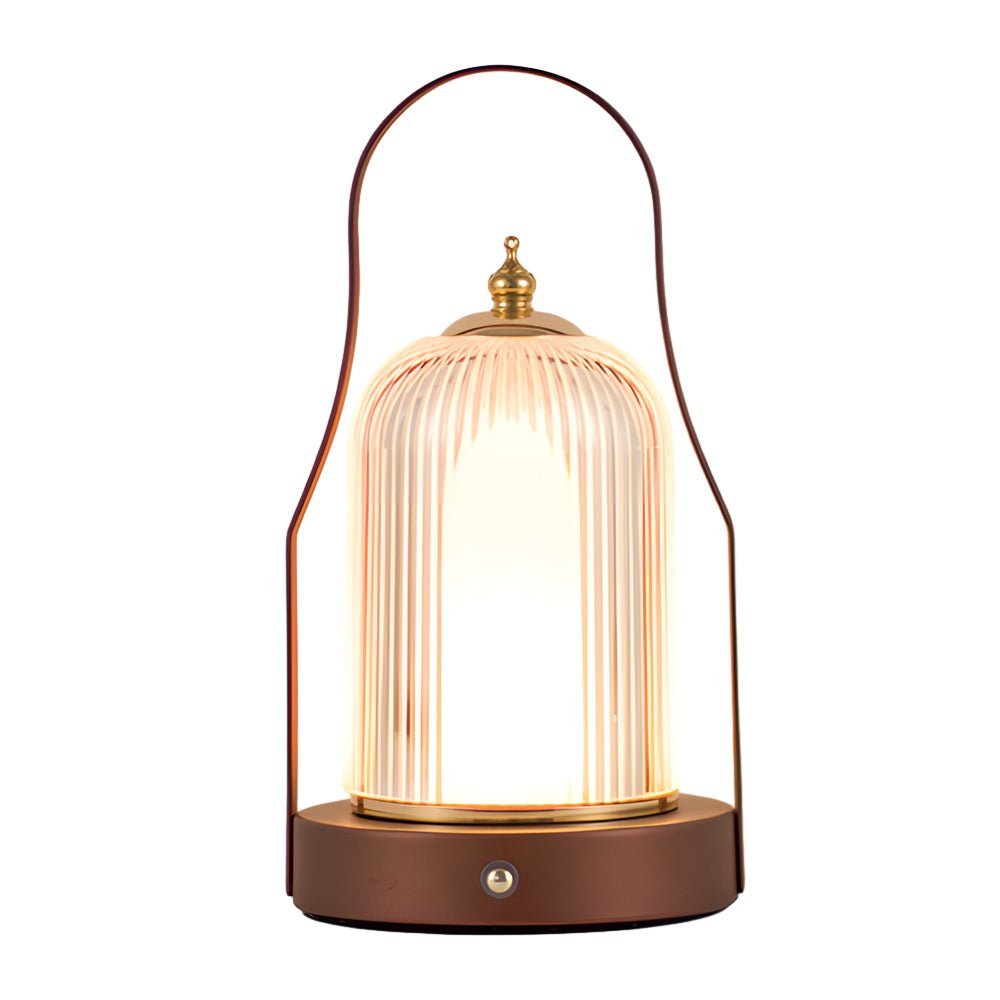 Rechargeable LED Brass Lantern Table Lamp with Touch Control