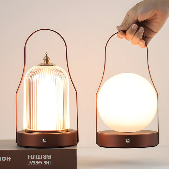 Rechargeable LED Brass Lantern Table Lamp with Touch Control
