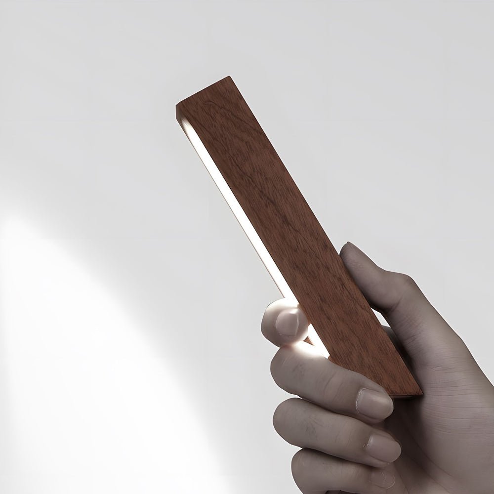 Touch LED Linear Table Lamp with Rotatable Head and Wood Base