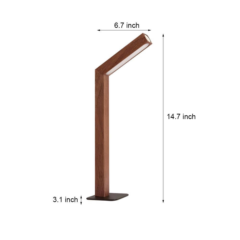 Touch LED Linear Table Lamp with Rotatable Head and Wood Base