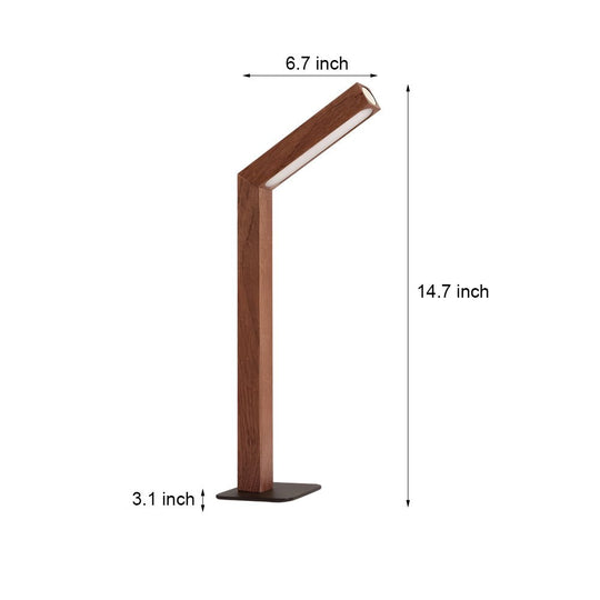 Touch LED Linear Table Lamp with Rotatable Head and Wood Base