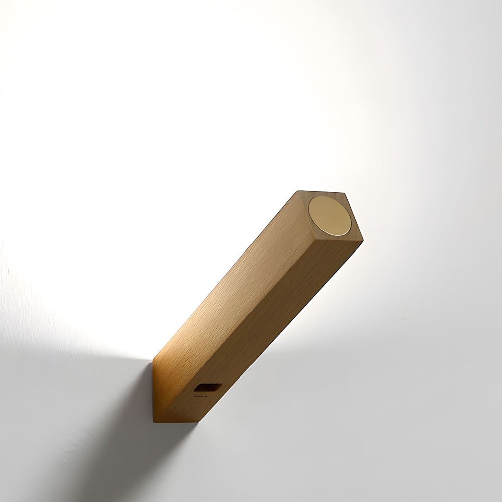 Touch LED Linear Table Lamp with Rotatable Head and Wood Base