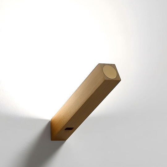 Touch LED Linear Table Lamp with Rotatable Head and Wood Base