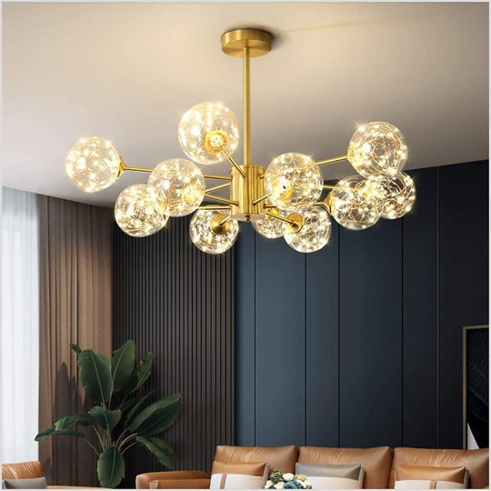 6-Light LED Glass and Gold Chandelier – Kitchen Pendant Lighting