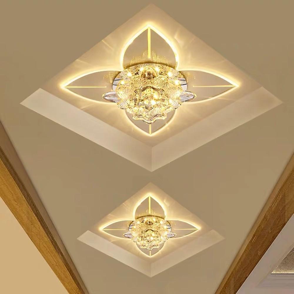 4-Pointed Classic Star LED Multi-Color Crystal Modern Flush Mount Ceiling Light