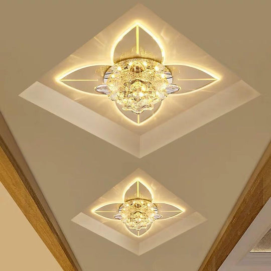 4-Pointed Classic Star LED Multi-Color Crystal Modern Flush Mount Ceiling Light