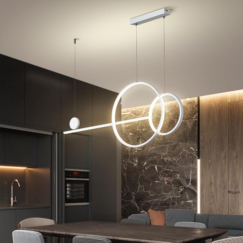 Large Small Circle with Linear Pendant Lighting Modern LED Kitchen Light