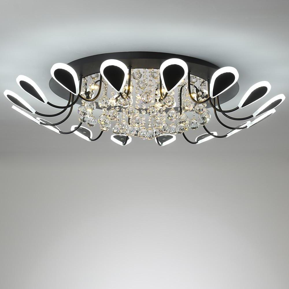 Flower Shaped Dimmable LED Crystal Flush Mount Ceiling Light